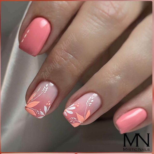 Idées déco ongles gel corail