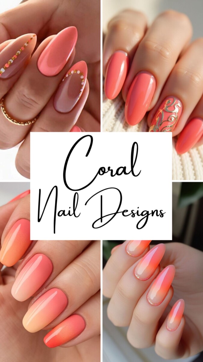 Décoration ongles gel corail