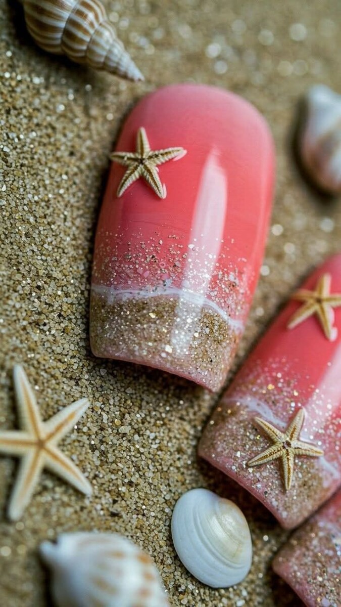 Idées déco ongles gel corail