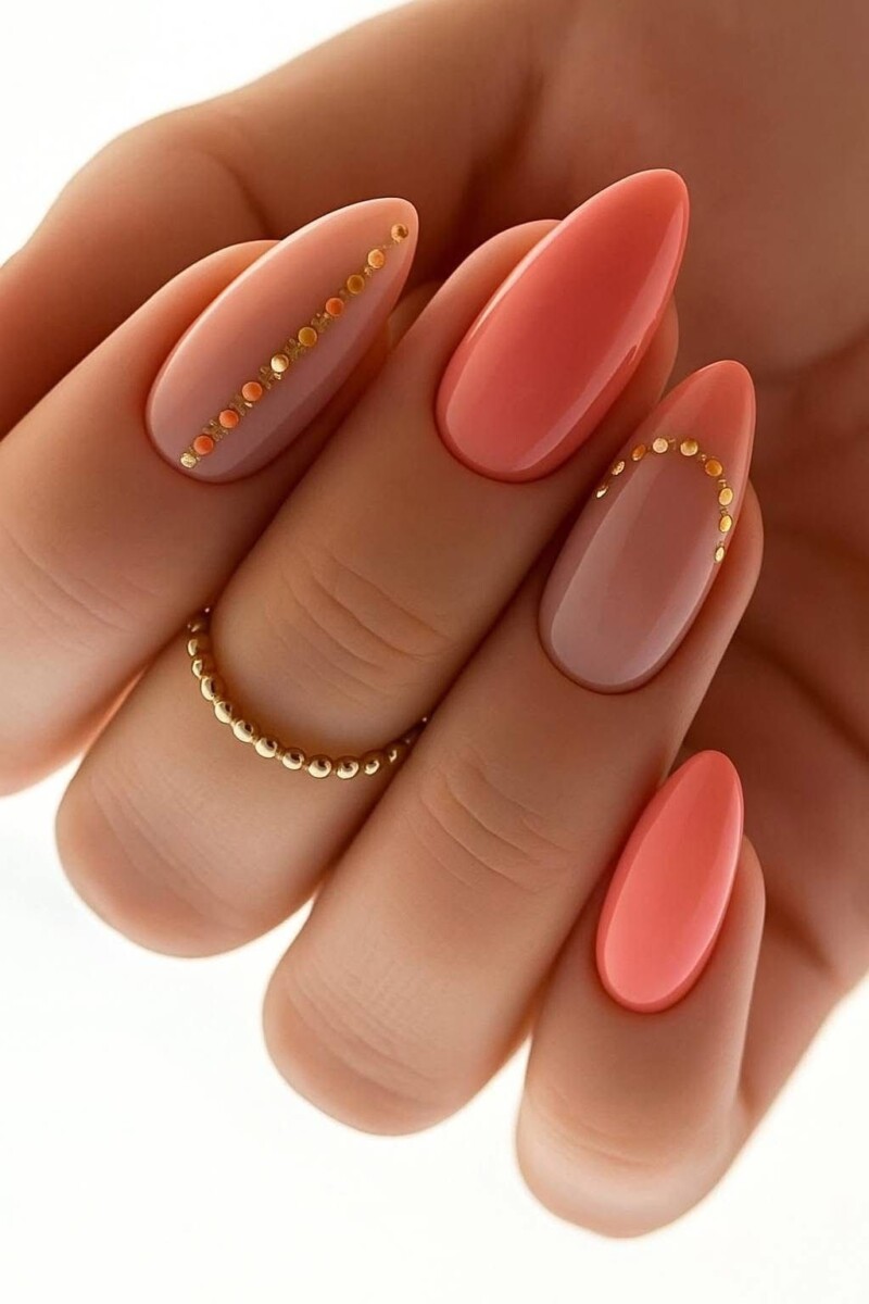 Décoration ongles gel corail