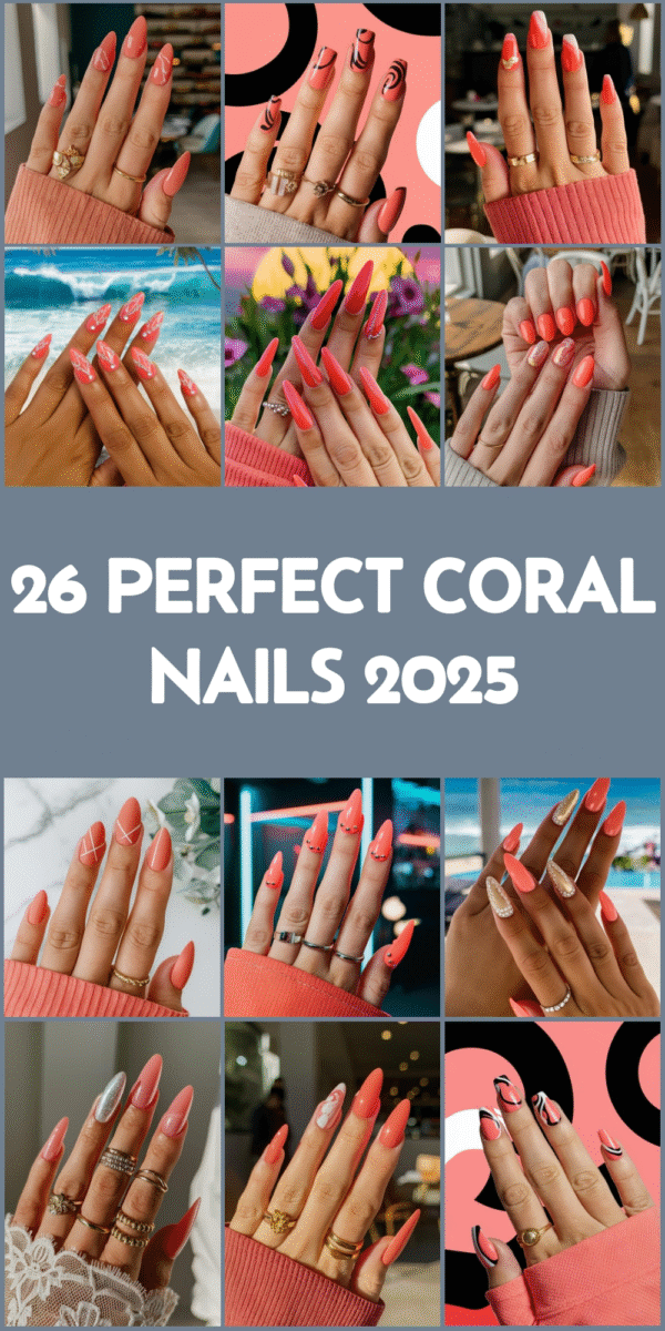 Décoration ongles gel corail