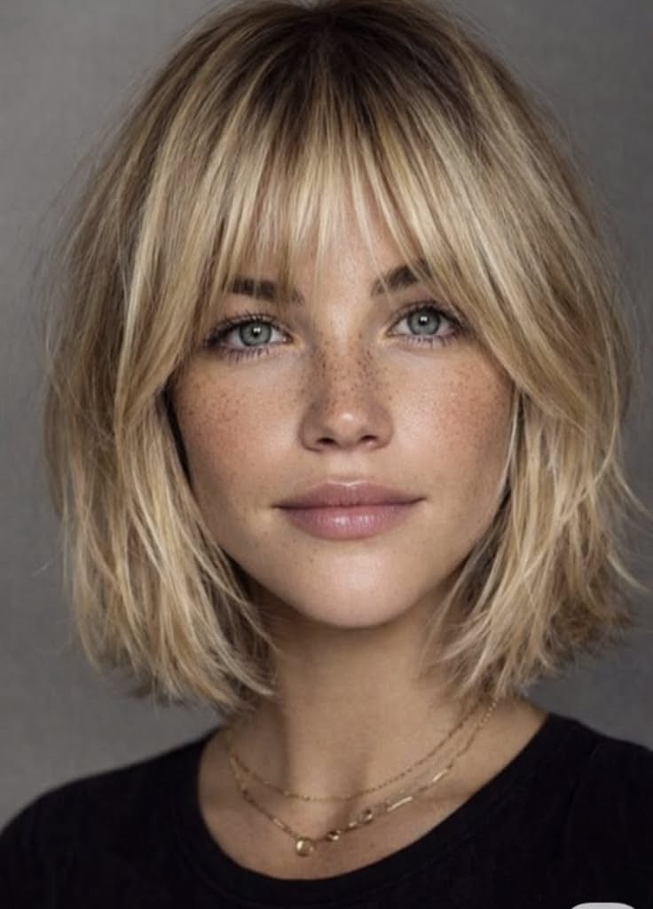 Frange sur carré blond