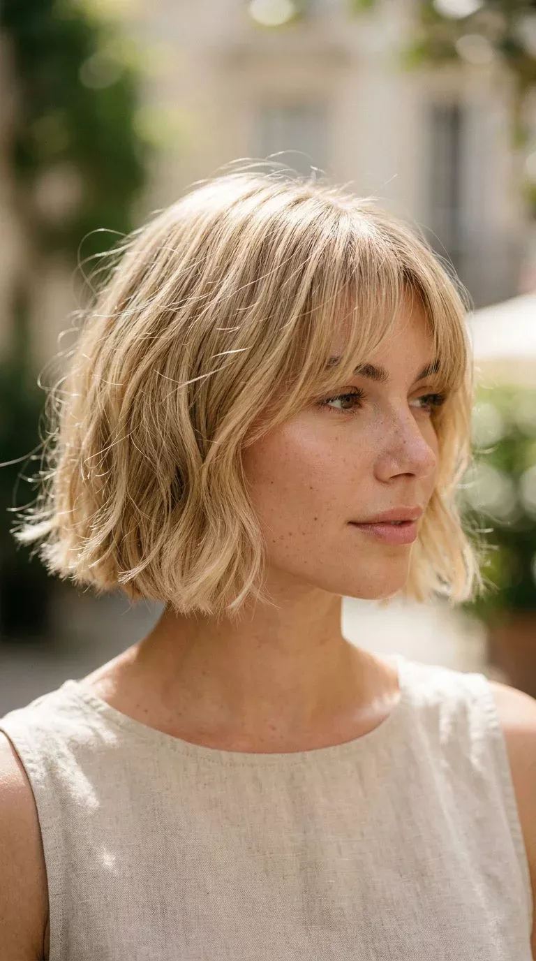 Frange sur carré blond