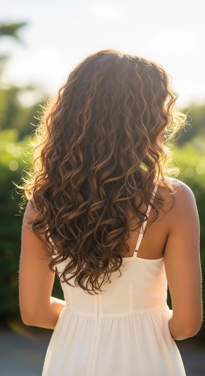 look cheveux mi-longs ondulés