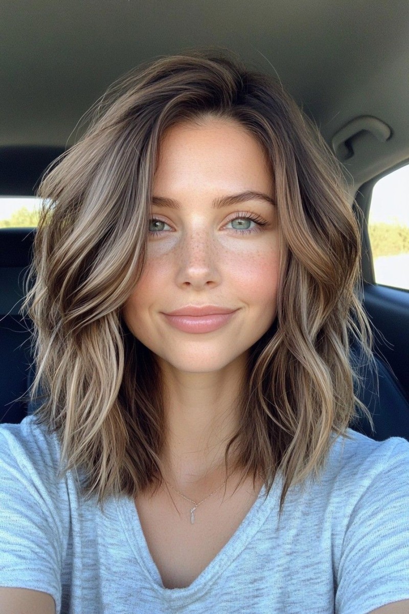Style cheveux mi-long coloré