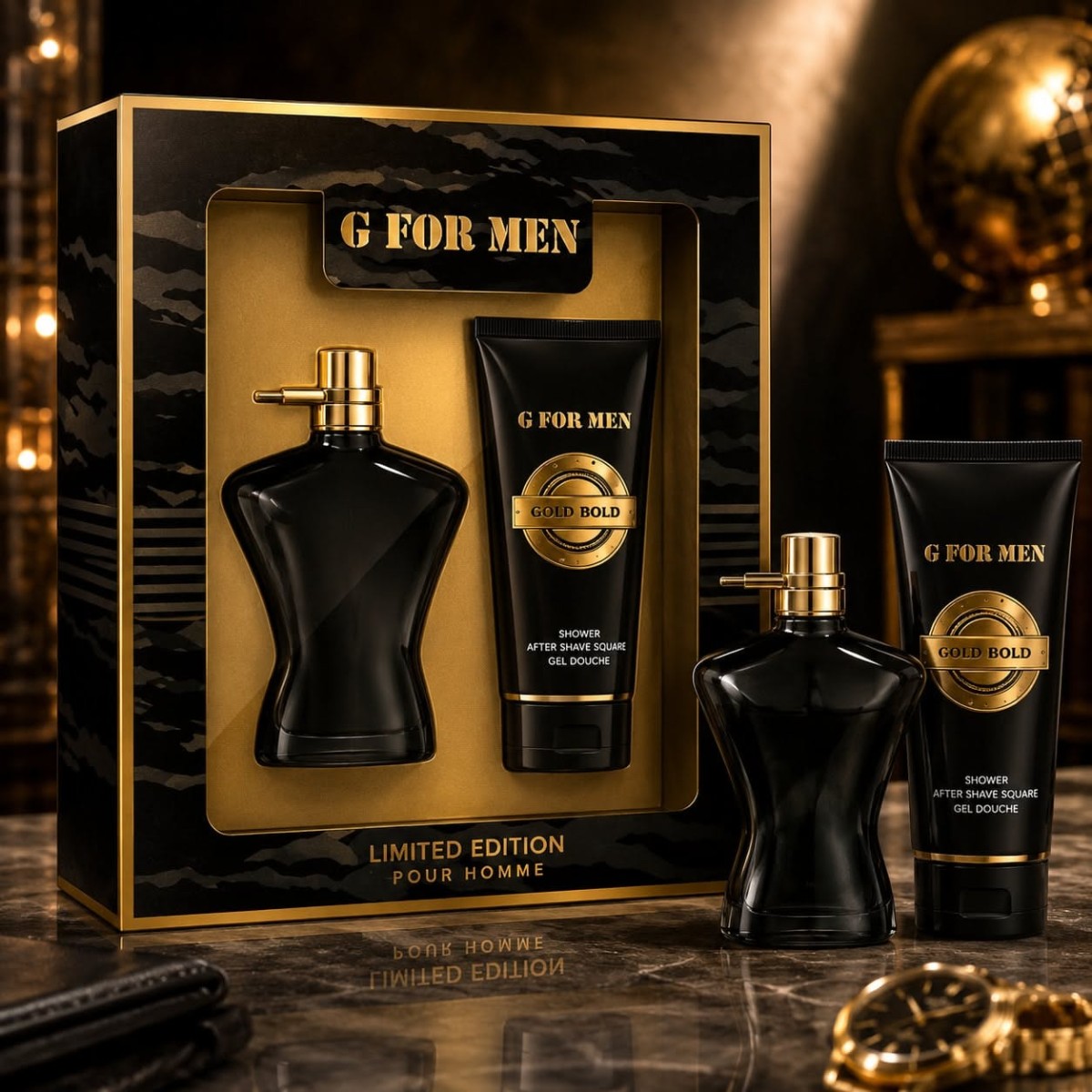 Coffret parfum homme edition limitee avec eau de parfum et gel douche