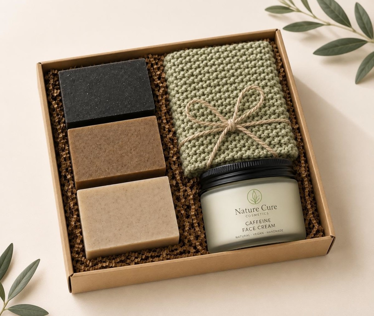 Coffret de soins homme avec savons naturels et creme visage